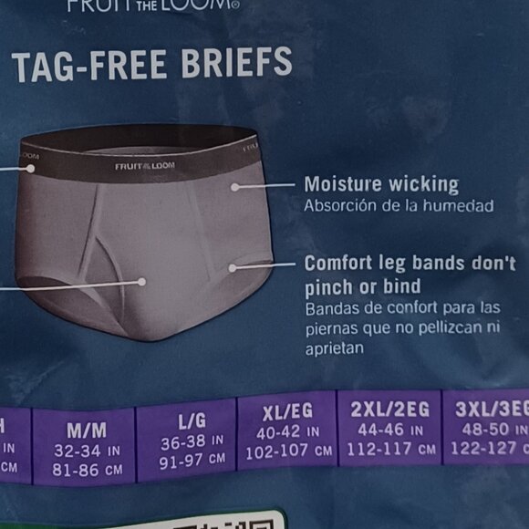 New 6 Fruit of the Loom Mid Rise Briefs Large 36 to 38 Inches - Picture 4 of 4